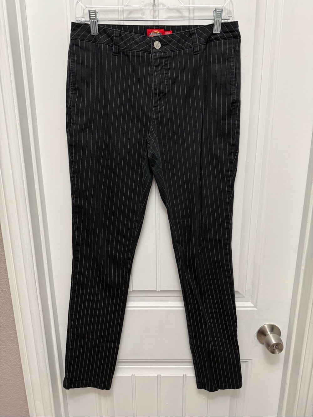Dickies Women's Black Striped Dress Pants Straight Leg Pockets Size 9 (45-10)